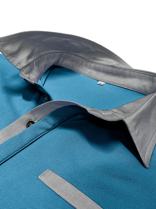 TEEK - Mens Lapel Color Block Short Sleeve Polo Shirt TOPS TEEK K