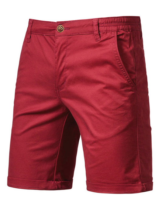 TEEK - Cotton Straight Slim Fit Shorts SHORTS TEEK K Wine Red 30