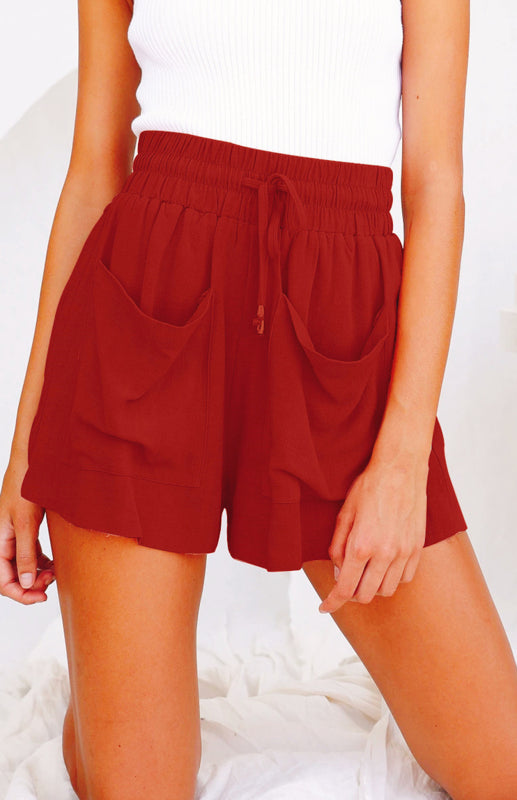 TEEK - High Waist Loose Wide Leg Shorts SHORTS TEEK K Brick red S