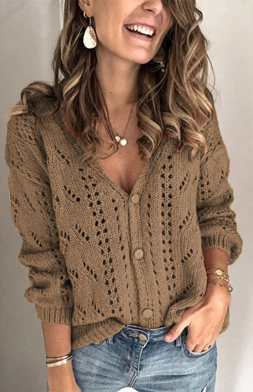 TEEK - Casual Buttoned Knit Cardigan SWEATER TEEK K Coffee S
