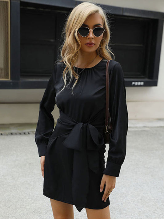 TEEK - Long Sleeved Black Belted Dress DRESS TEEK K