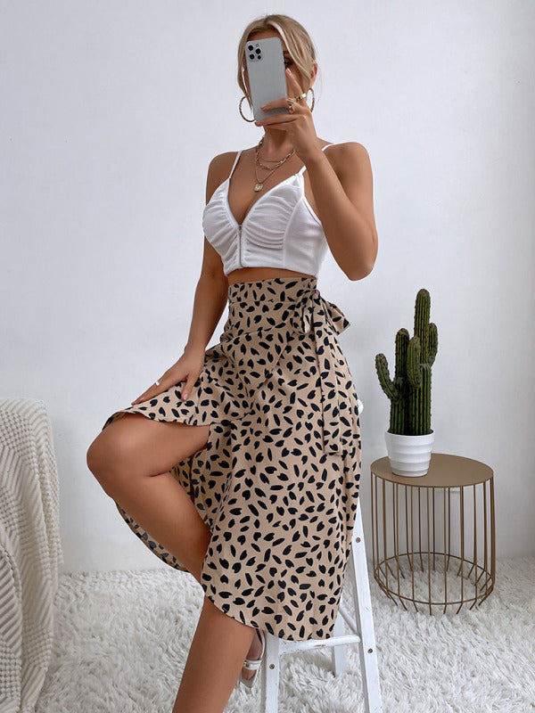 TEEK - Khaki Polka Dot Slit Skirt SKIRT TEEK K