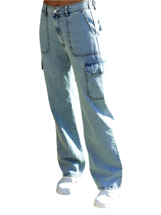 TEEK - Pure Cotton Multi-Pocket Non-Stretch Jeans JEANS TEEK K Clear Blue S