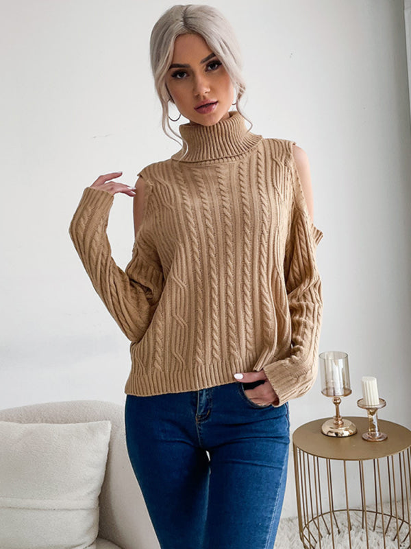 TEEK - Twist Turtleneck Khaki Long-Sleeved Sweater TOPS TEEK K