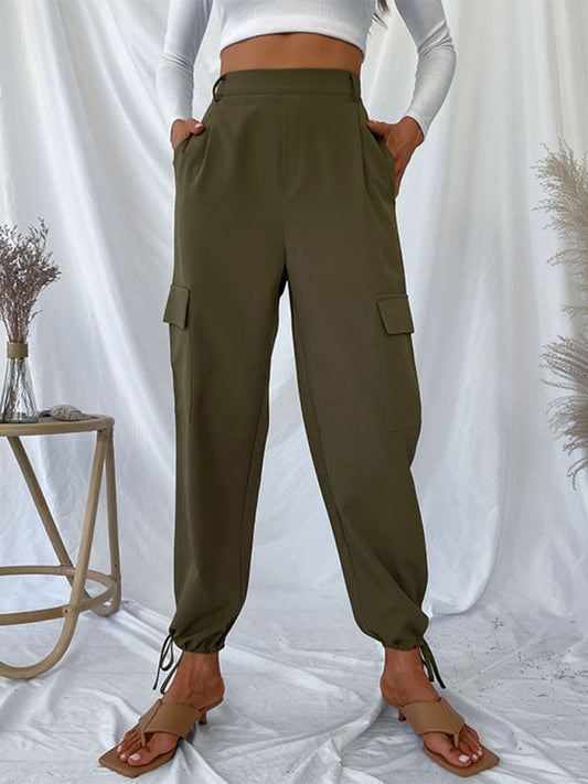 TEEK - Womens Olive Green Solid Color Leisure Pants PANTS TEEK K XL