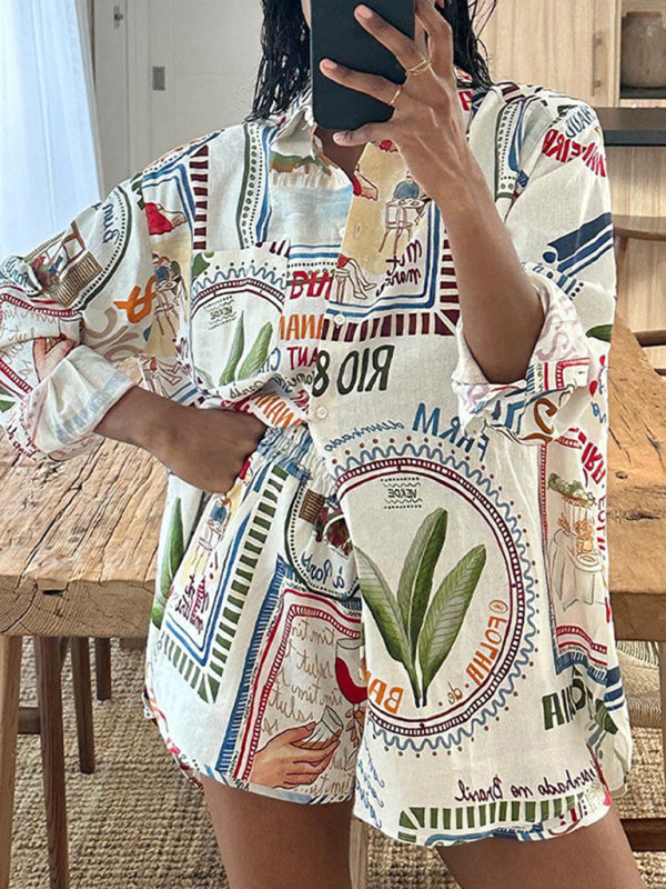 TEEK - Patterned Drawstring Pocketed Two-Piece Set SET TEEK K