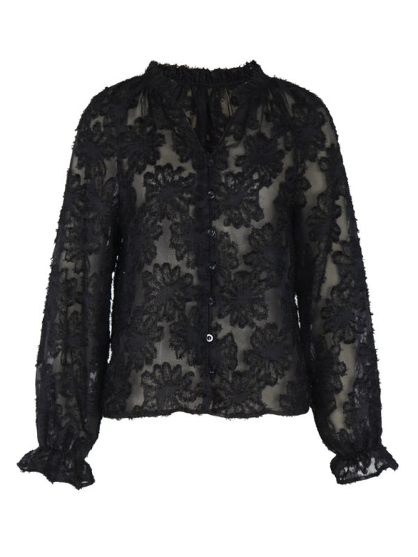 TEEK - Long Sleeve Black French Top TOPS TEEK K