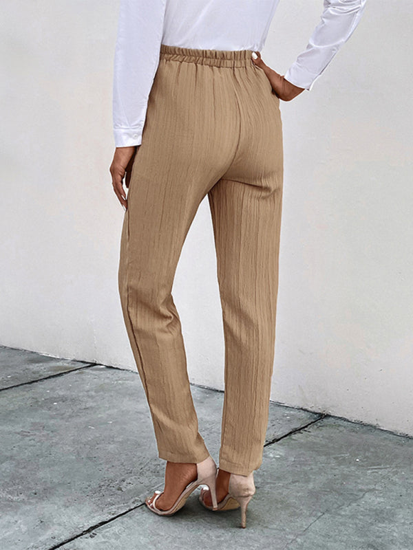 TEEK - Khaki Drawstring Elastic Waist Pleated Pants PANTS TEEK K