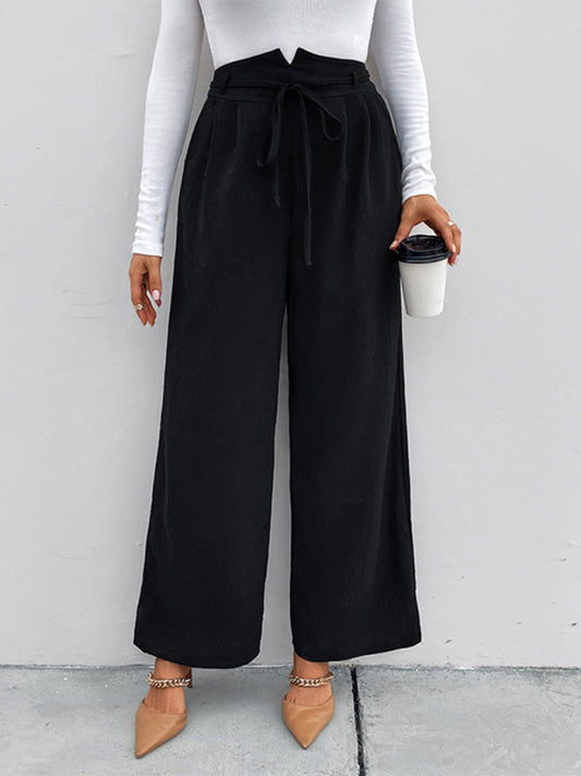 TEEK - Black Drawstring Elastic Waist Loose Wide Leg Pants PANTS TEEK K