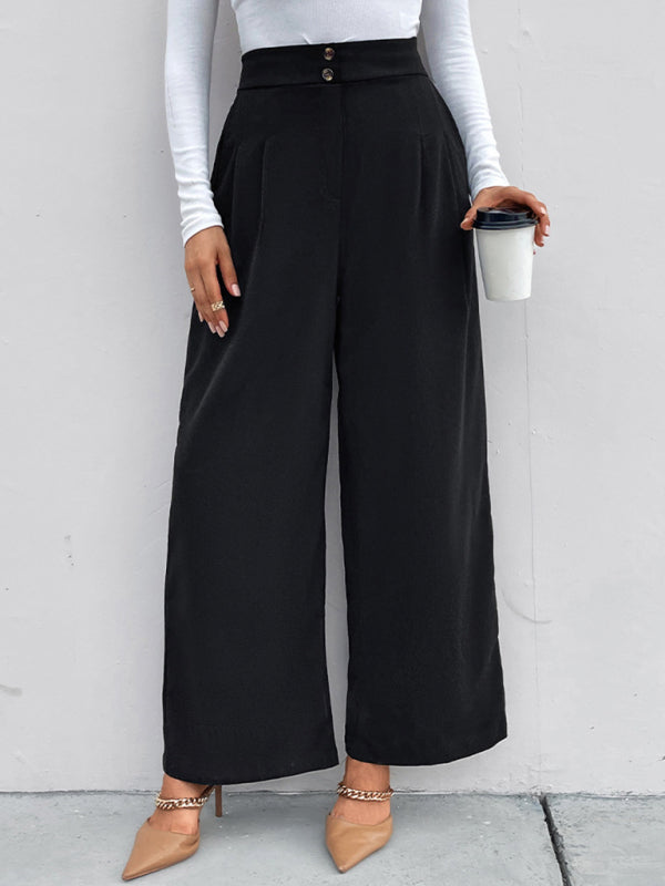TEEK - Black Elastic Wide Long Pants PANTS TEEK K