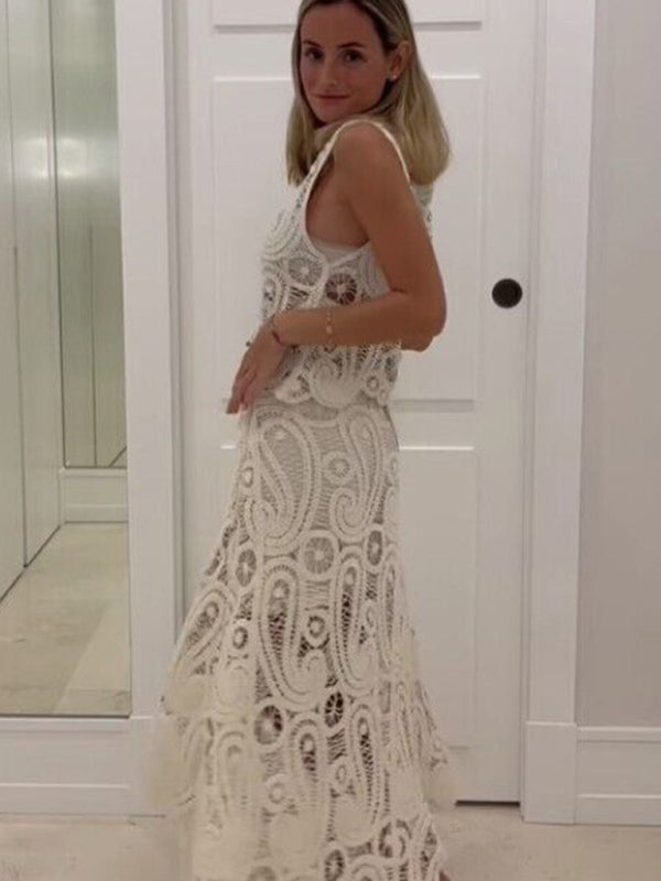 TEEK - Half-Slit Irregular Round Neck Sleeveless Vest Skirt Set SET TEEK K