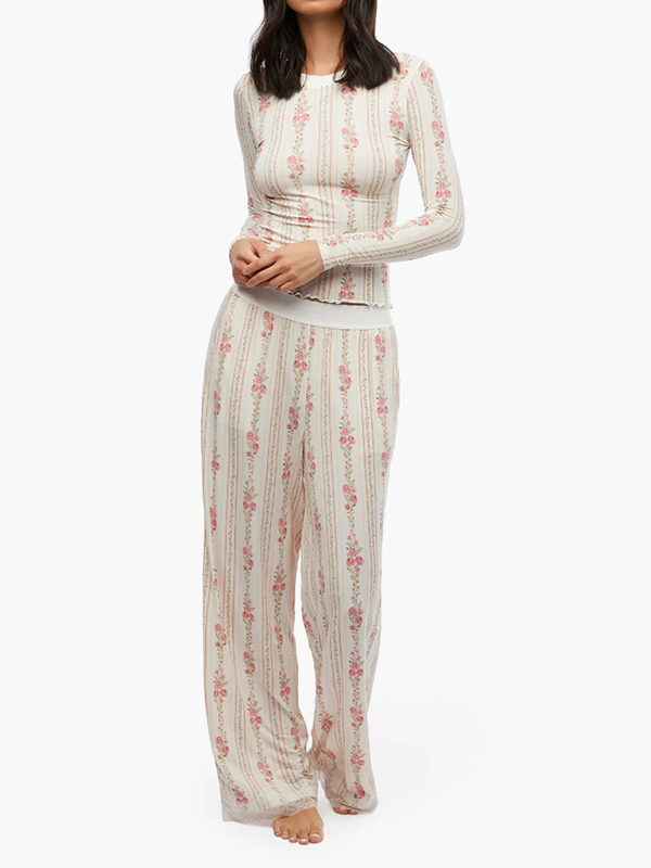 TEEK - Long-Sleeved Pocketed Trouser Lounge Set SET TEEK K White M