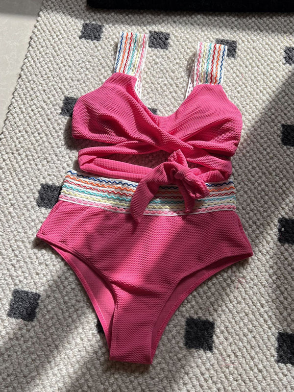 TEEK - Rainbow Ribbon High Waisted Bikini SWIMWEAR TEEK K Rose S