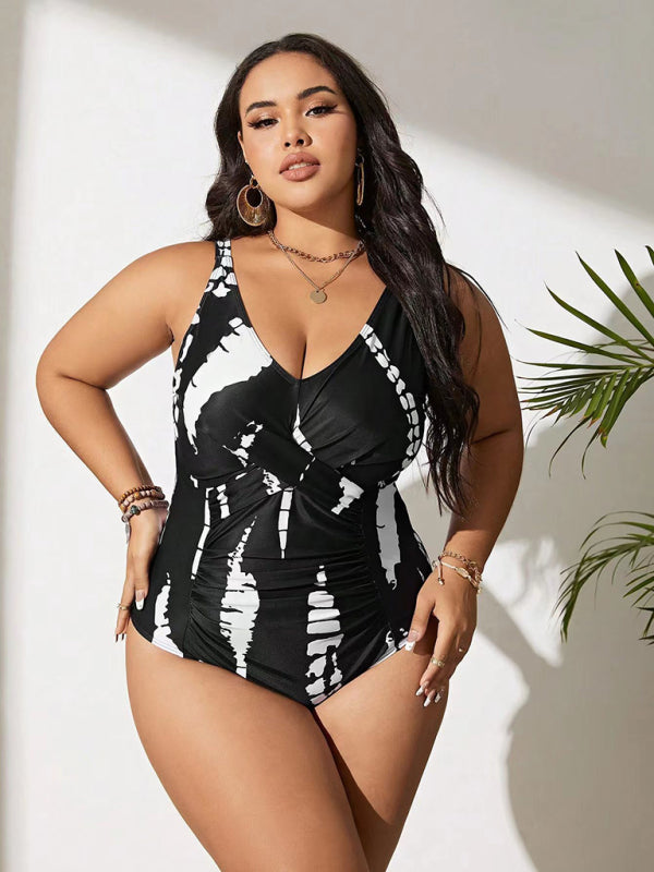 TEEK - Plus Size Black And White Swimsuit SWIMWEAR TEEK K