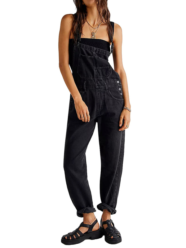 TEEK - Loose Denim Overalls OVERALLS TEEK K Black S