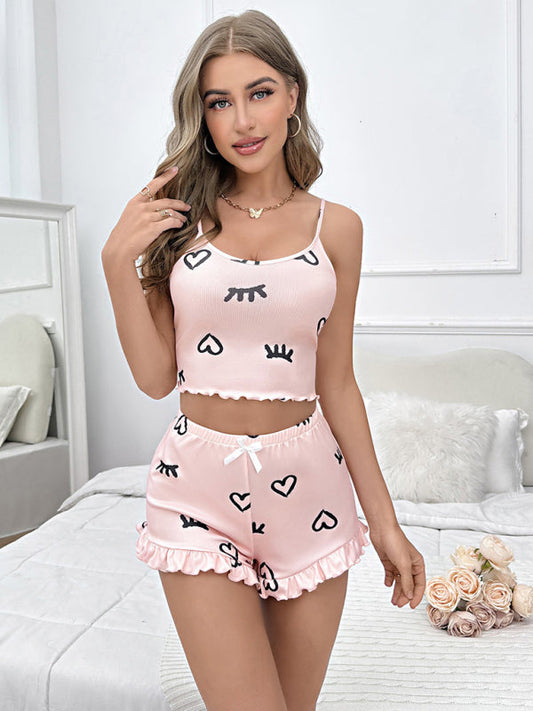 TEEK - Flower Tank Shorts Pajamas Set SLEEPWEAR TEEK K