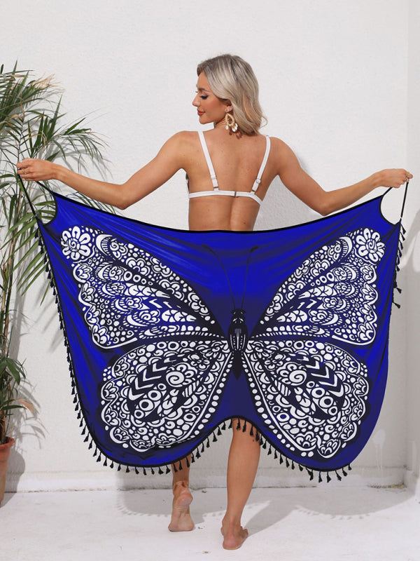 TEEK - Butterfly Print Tank Dress Backless Beach Skirt SWIMWEAR TEEK K Blue S 