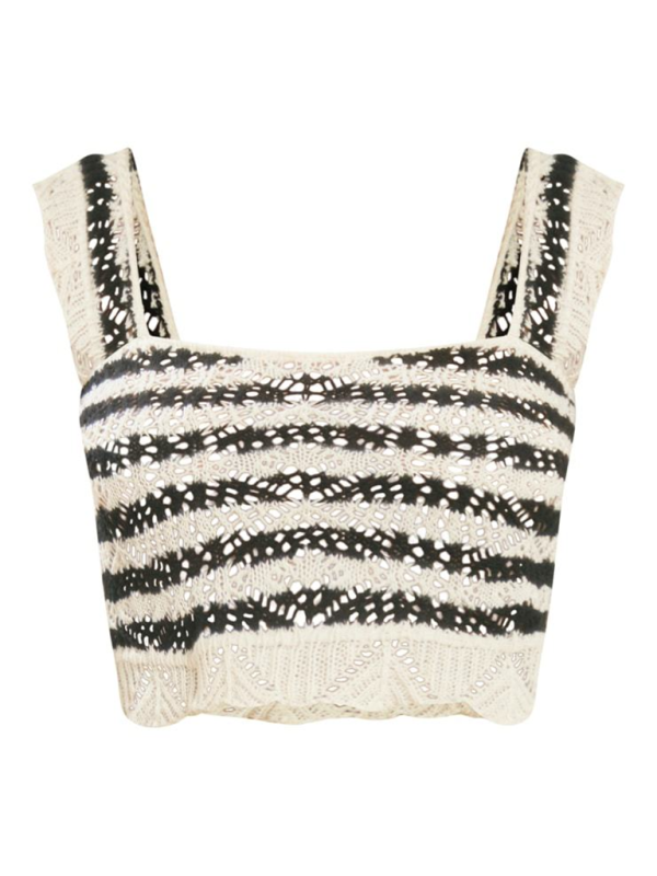 TEEK - Black Striped Cropped Halter Shorts Set SET TEEK K