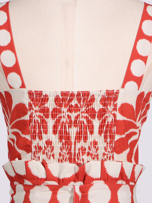 TEEK - Design Printed Lace-Up Waist Slimming Sleeveless Romper JUMPSUIT TEEK K