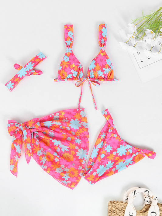 TEEK - Four Piece Backless Printed Bikini SWIMWEAR TEEK K Pink S