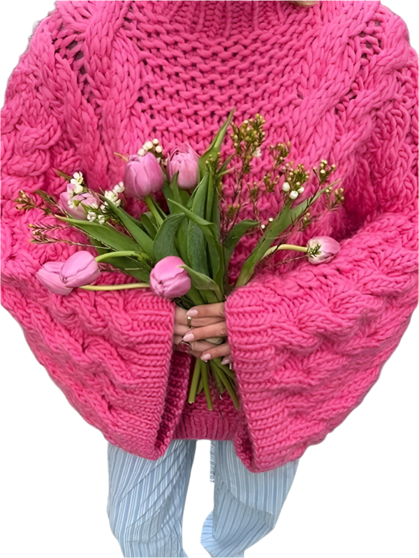 TEEK - Crew Neck Bell Sleeve Knit Loose Sweater SWEATER TEEK K Rose S