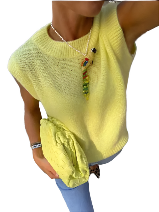 TEEK - Yellow Knit Sweater Vest SWEATER TEEK K Yellow S