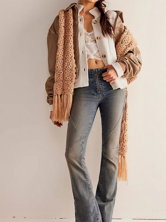 TEEK - Womens Knit Jacket Solid Color Cardigan Sweater SWEATER TEEK K Cracker Khaki S