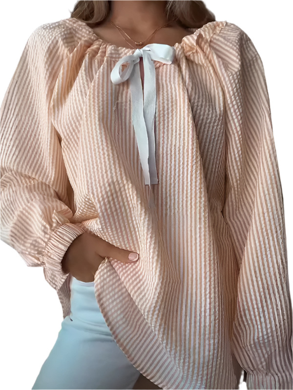 TEEK - Striped Tied Boat Neck Top TOPS TEEK K Clear Blue S