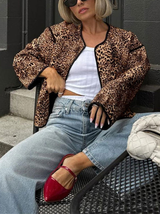 TEEK - Leopard Printed Short Jacket JACKET TEEK K Brown S