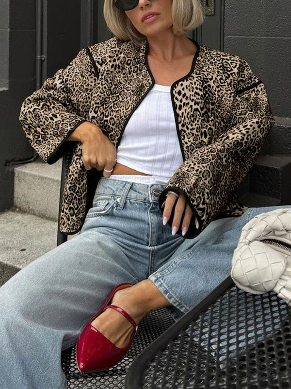 TEEK - Leopard Printed Short Jacket JACKET TEEK K Coffee S