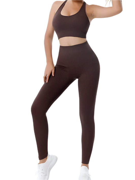 TEEK - Joined Racerback Fitness Cropped Tank Top TOPS TEEK K Brown S