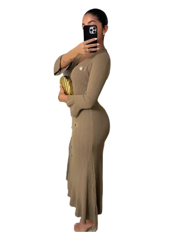 TEEK - Long Slim Fit Knitted Long-Sleeved Dress DRESS TEEK K