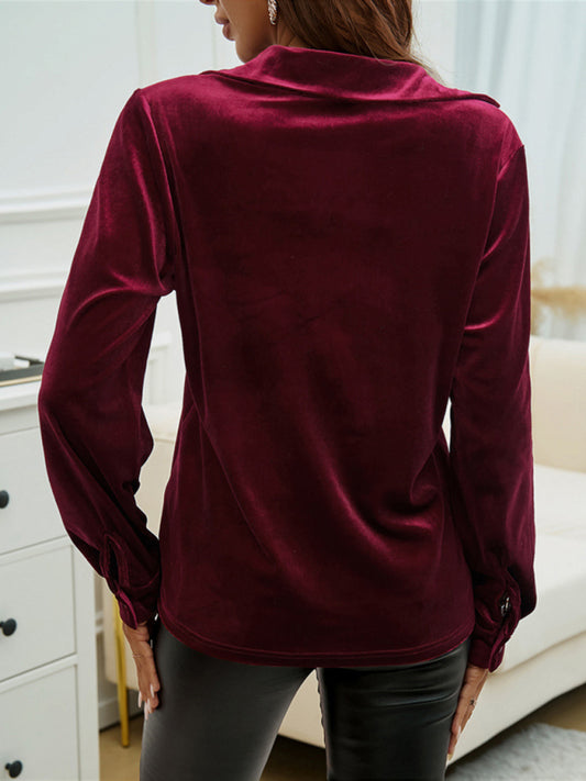 TEEK - Solid Color Flocking Long Sleeve Shirt TOPS TEEK K