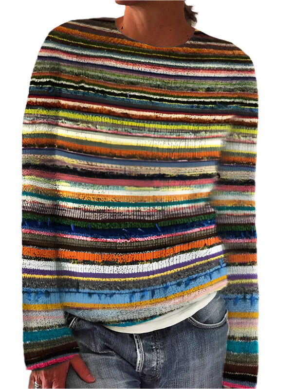 TEEK - Striped Floral Pullover Top TOPS TEEK K Coffee S