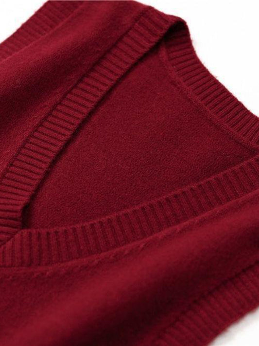 TEEK - V-Neck Solid Color Casual Sweater Vest VEST TEEK K