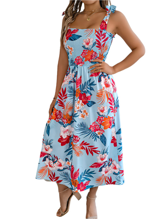 TEEK - Flower Shoulder Tie Tank Dress DRESS TEEK K Blue S