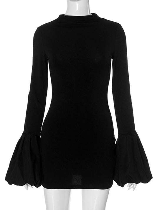 TEEK - Black Long Sleeve Bottom Bell Sleeve Dress DRESS TEEK K