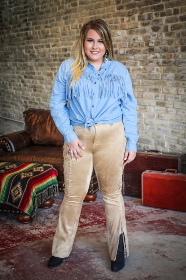 TEEK - Beige Suede Flares Pants PANTS TEEK RRRB