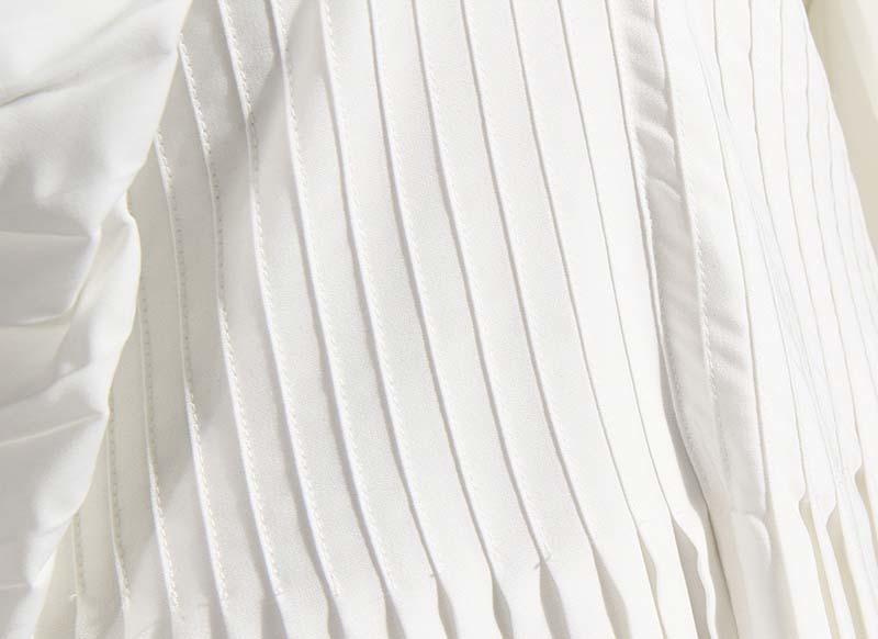 TEEK - Sakiya Pleated Long Sleeve Shirt Dress - White DRESS TEEK MS
