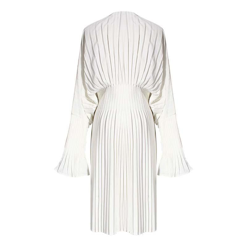 TEEK - Sakiya Pleated Long Sleeve Shirt Dress - White DRESS TEEK MS
