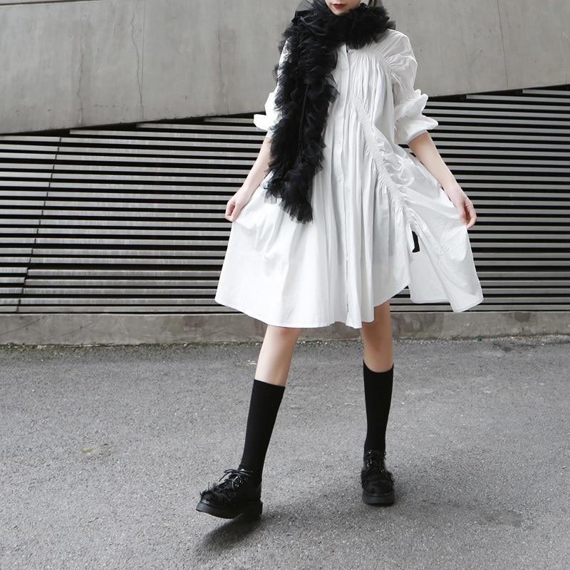 TEEK - Hotaru Long Sleeve Pleated Shirt Dress - White DRESS TEEK MS
