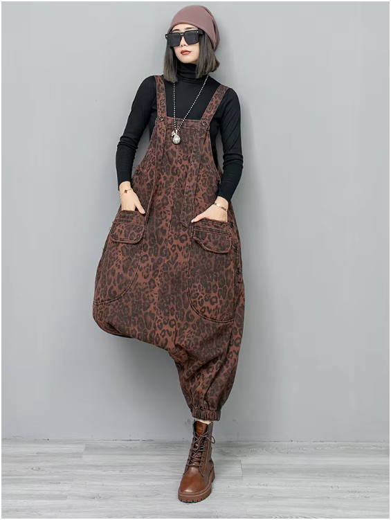 TEEK - Kuniko Denim Leopard Overalls OVERALLS TEEK MS