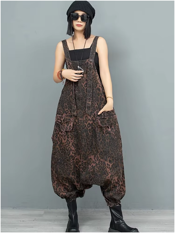 TEEK - Kuniko Denim Leopard Overalls OVERALLS TEEK MS