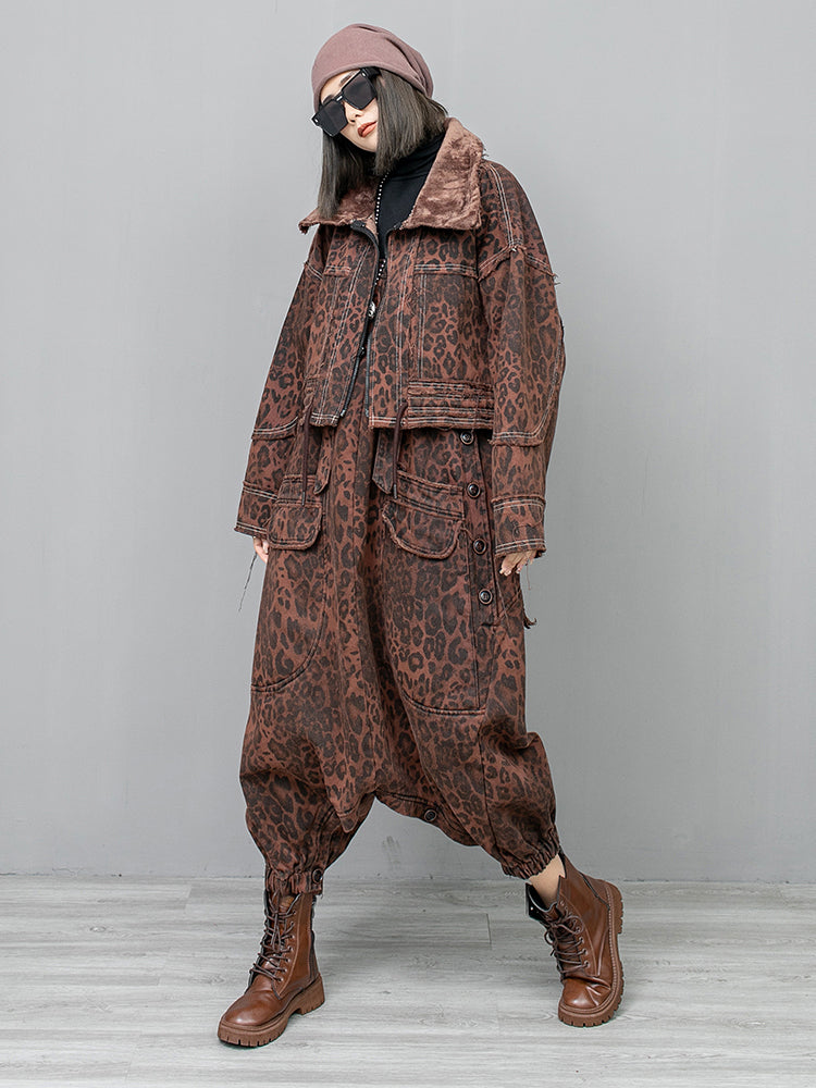 TEEK - Kuniko Denim Leopard Overalls OVERALLS TEEK MS