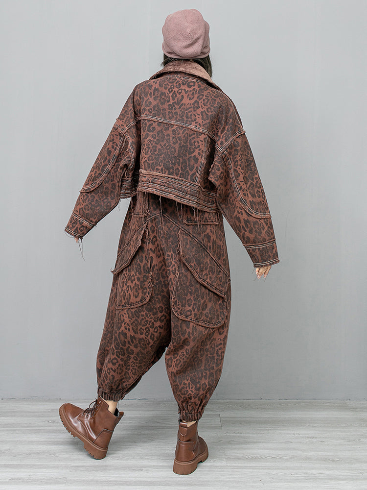 TEEK - Kuniko Denim Leopard Overalls OVERALLS TEEK MS