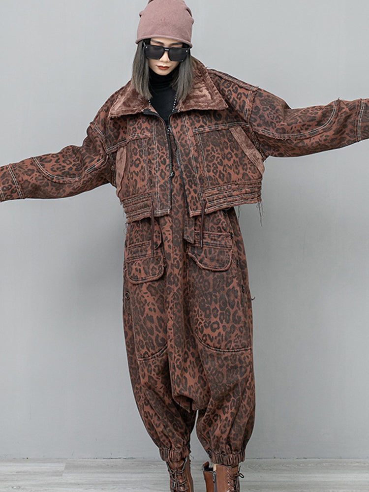 TEEK - Kuniko Denim Leopard Overalls OVERALLS TEEK MS