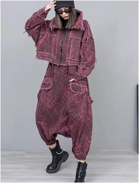 TEEK - Kuniko Denim Leopard Overalls OVERALLS TEEK MS