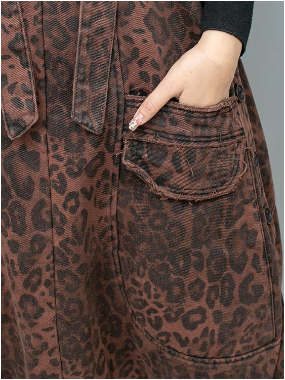 TEEK - Kuniko Denim Leopard Overalls