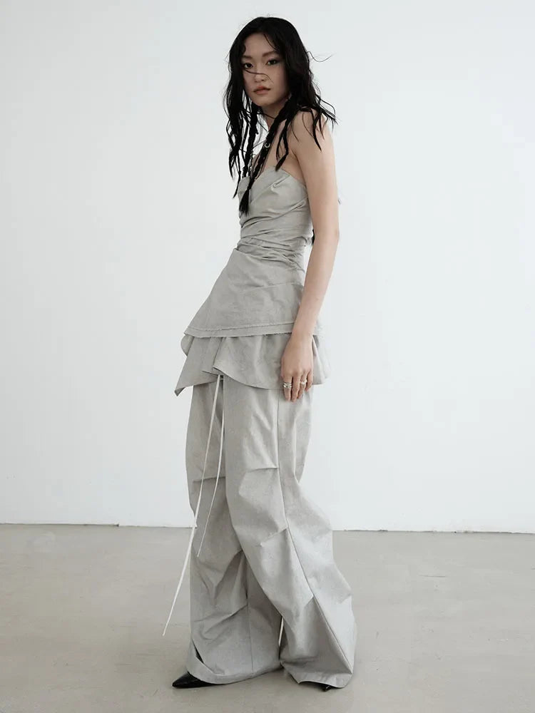 TEEK - Grey Hantuki Drawstring Layered Pants PANTS TEEK MS