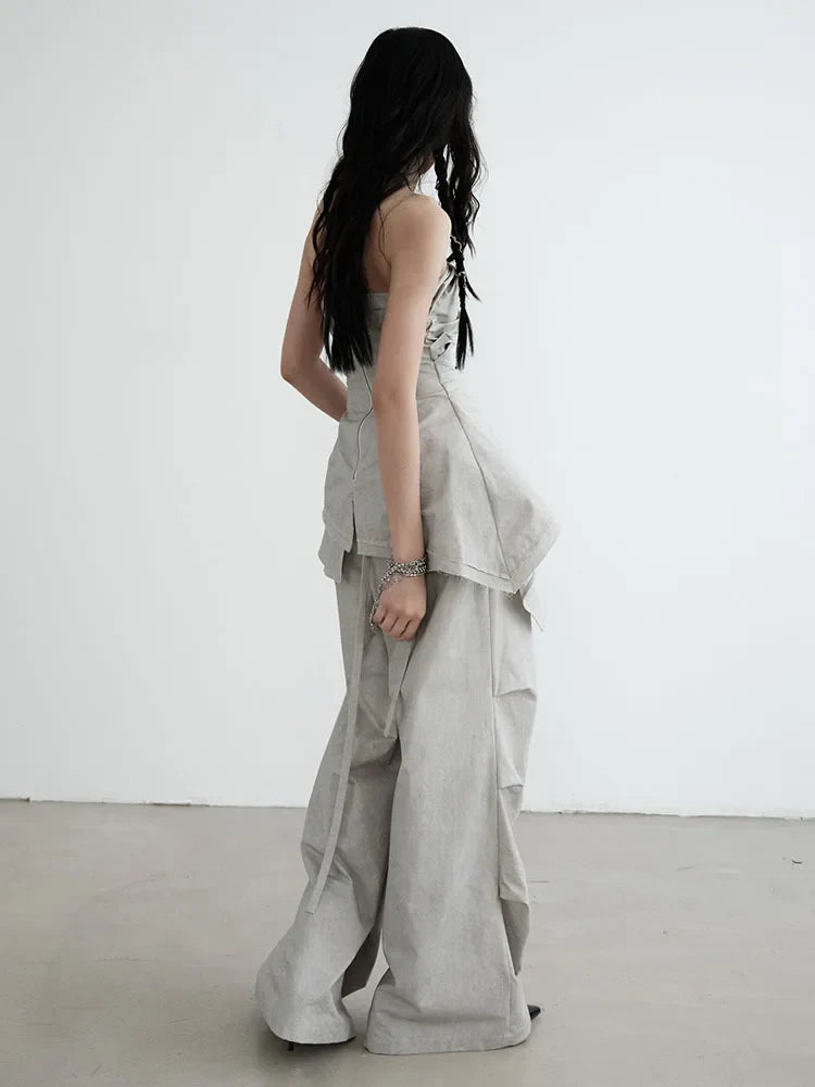 TEEK - Grey Hantuki Drawstring Layered Pants PANTS TEEK MS